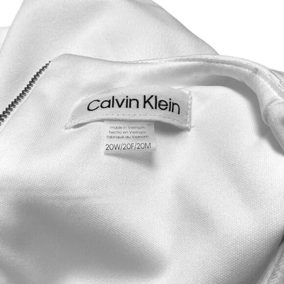 Calvin Klein Sheath Dress Womens 20W White Knit Tulip Sleeve Plus Size NEW - Picture 7 of 9
